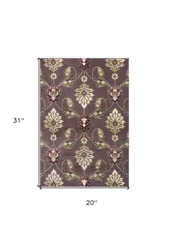 2' X 3' Plum Machine Woven Floral Traditional Indoor Accent Rug