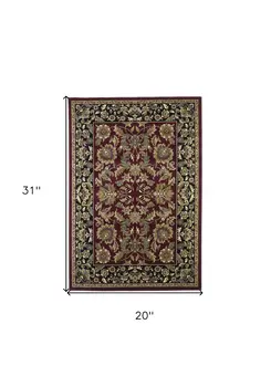 2' X 3' Red Black Machine Woven Floral Traditional Indoor Accent Rug