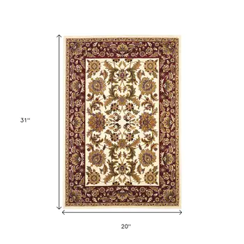2' X 3' Red And Ivory Area Rug