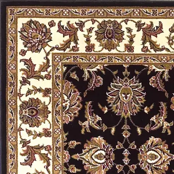 2' X 3' Black And Ivory Floral Area Rug