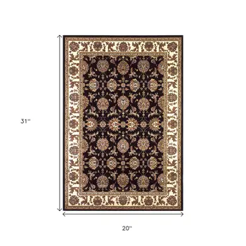 2' X 3' Black And Ivory Floral Area Rug