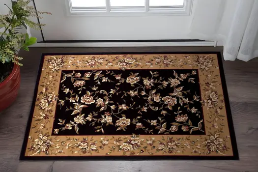 2' X 3' Beige And Black Area Rug