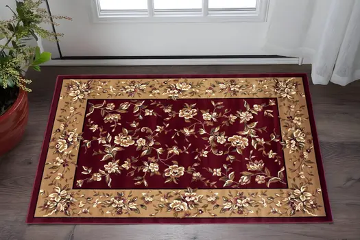 2' X 3' Red and Beige Area Rug