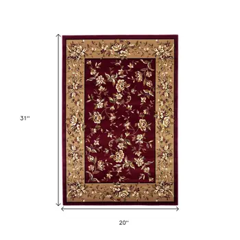 2' X 3' Red and Beige Area Rug