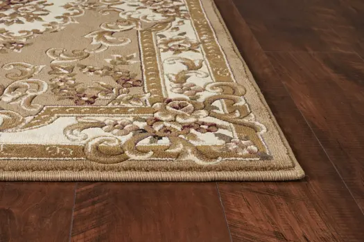 2' X 3' Beige And Ivory Floral Medallion Area Rug