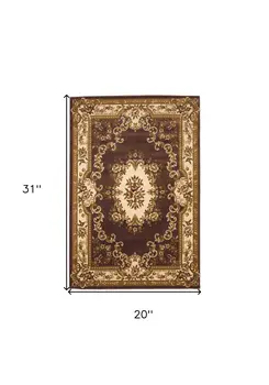 2' X 3' Plum And Ivory Floral Medallion Area Rug