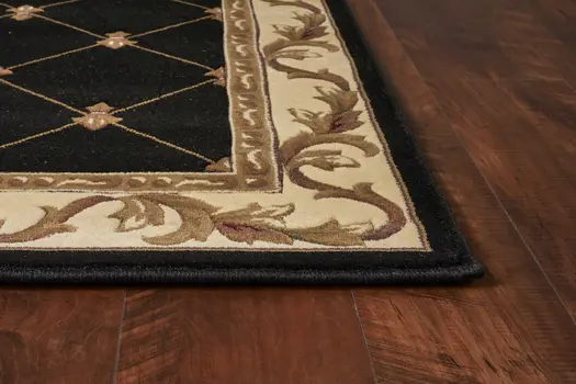 2' X 3' Black And Ivory Floral Vines Area Rug