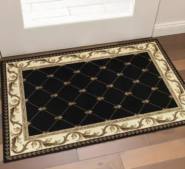 2' X 3' Black And Ivory Floral Vines Area Rug