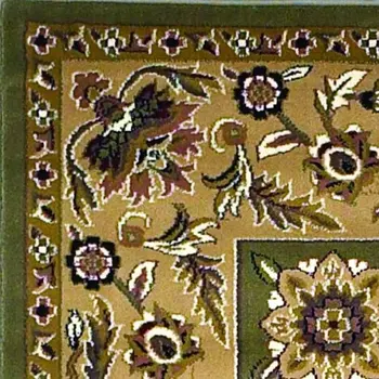 2' X 3' Green And Taupe Floral Area Rug