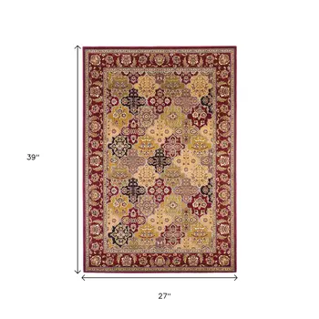 2' X 3' Red Orange And Black Quatrefoil Area Rug