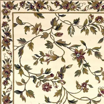 2' X 3' Ivory And Green Floral Vines Area Rug
