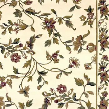2' X 3' Ivory And Green Floral Vines Area Rug