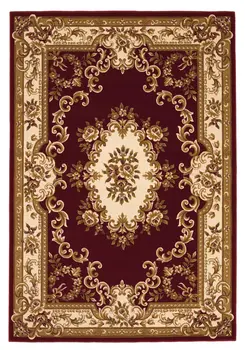 2' X 3' Red and Ivory Floral Border Area Rug