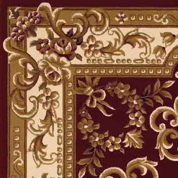 2' X 3' Red and Ivory Floral Border Area Rug