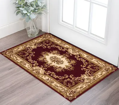 2' X 3' Red and Ivory Floral Border Area Rug