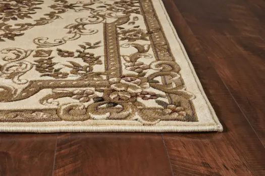 2' X 3' Ivory And Beige Floral Medallion Area Rug