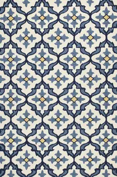 2' X 3' Ivory and Blue Moroccan Handmade Indoor Outdoor Area Rug
