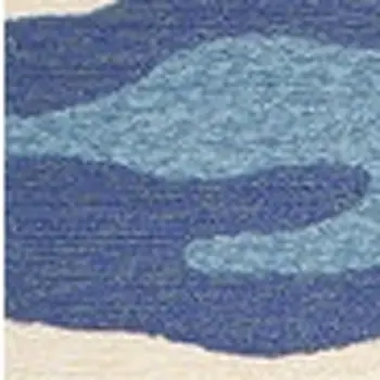2' X 3' Blue and Ivory Abstract Handmade Indoor Outdoor Area Rug