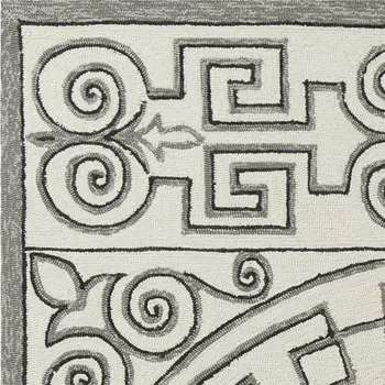 2' X 3' Gray And Ivory Damask Indoor Outdoor Area Rug