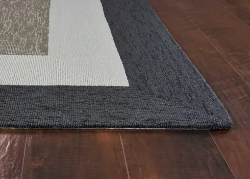 2' X 3' Charcoal Hand Hooked Area Rug