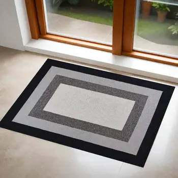 2' X 3' Charcoal Hand Hooked Area Rug