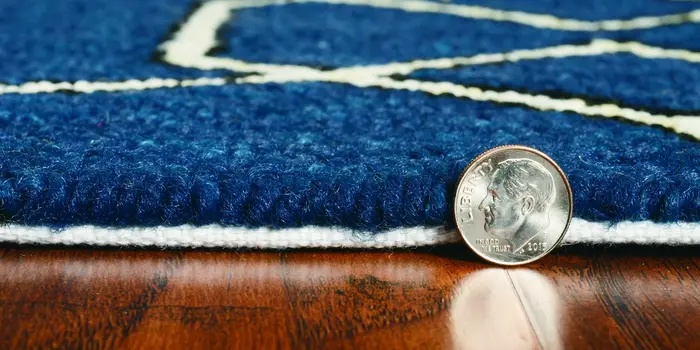 2' X 3' Navy Blue Geometric Hand Hooked Area Rug