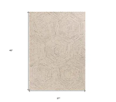 2' X 4' Ivory Wool Hand Tufted Area Rug