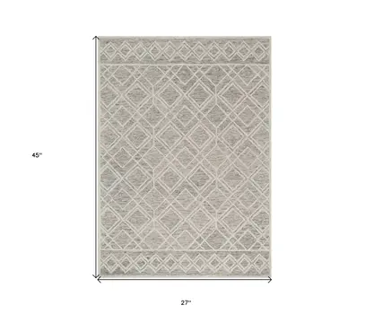 2' X 4' Sand Wool Geometric Hand Tufted Area Rug