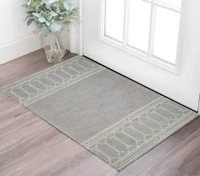 2' X 4' Gray Wool Ogee Hand Tufted Area Rug