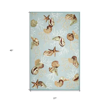 2' X 4' Blue Hand Tufted Area Rug