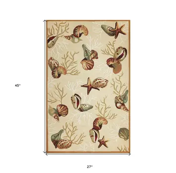 2' X 4' Beige Hand Tufted Area Rug
