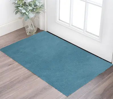 2' X 4' Blue Shag Hand Woven Area Rug