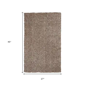 2' X 4' Beige Shag Hand Woven Area Rug