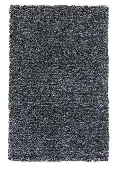 2' X 4' Black And White Shag Hand Woven Area Rug
