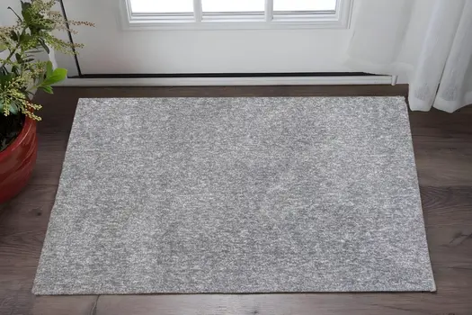 2' X 4' Gray Shag Hand Woven Area Rug