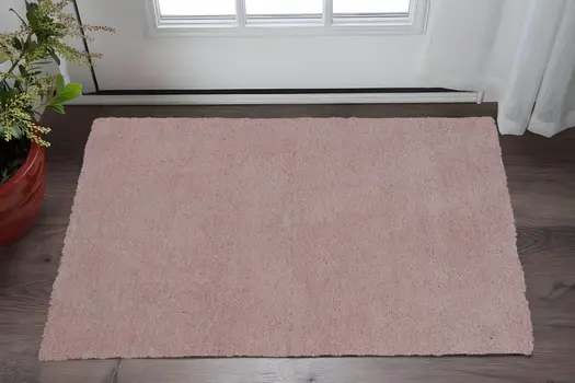 2' X 4' Pink Shag Hand Woven Area Rug