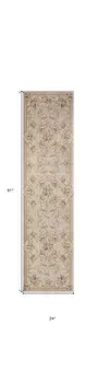 8' Light Gray And Tan Floral Runner Rug