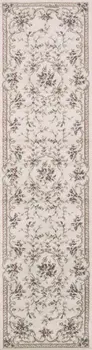 8' Ivory And Green Floral Runner Rug