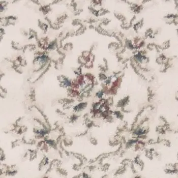 8' Ivory And Green Floral Runner Rug