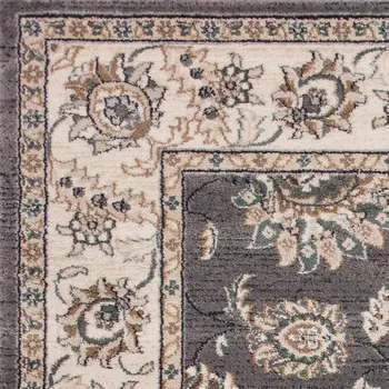 8' Gray And Ivory Floral Runner Rug