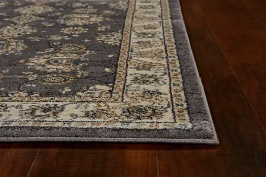 8' Gray And Ivory Floral Runner Rug