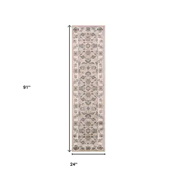 8' Beige And Ivory Runner Rug