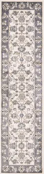 8' Gray And Ivory Runner Rug