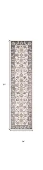 8' Gray And Ivory Runner Rug
