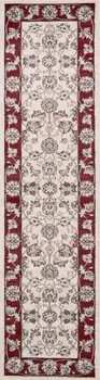 8' Ivory And Red Floral Runner Rug