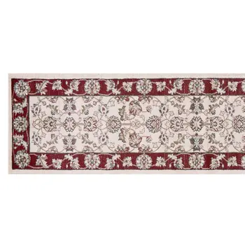 8' Ivory And Red Floral Runner Rug