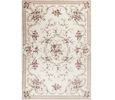 3' X 5' Ivory And Red Floral Area Rug