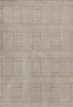 3' X 5' Beige And Ivory Geometric Indoor Outdoor Area Rug