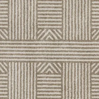 3' X 5' Beige And Ivory Geometric Indoor Outdoor Area Rug