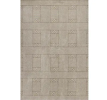 3' X 5' Beige And Ivory Geometric Indoor Outdoor Area Rug
